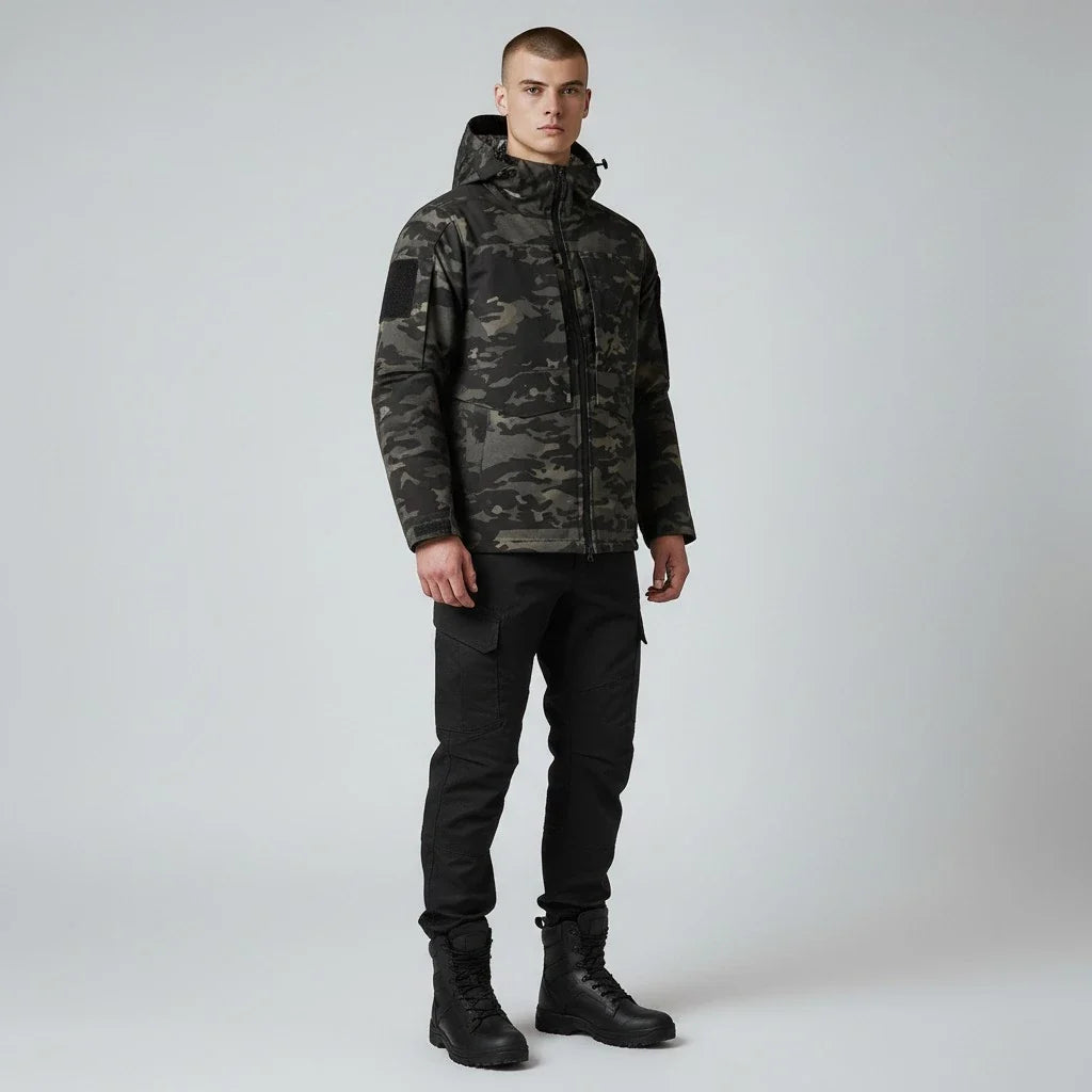 Doudoune Camouflage Noir