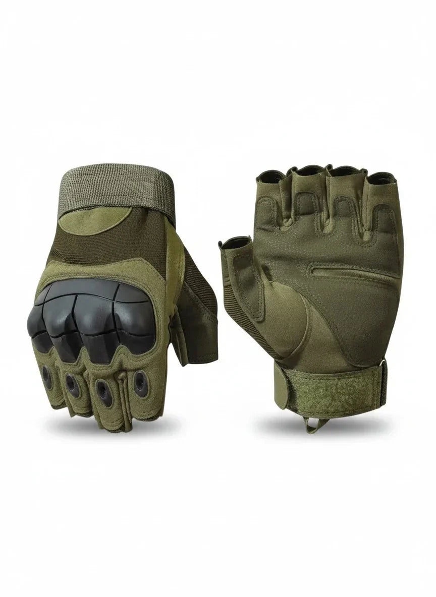 Gant Tactique Militaire Demi Doigt - Vert / M
