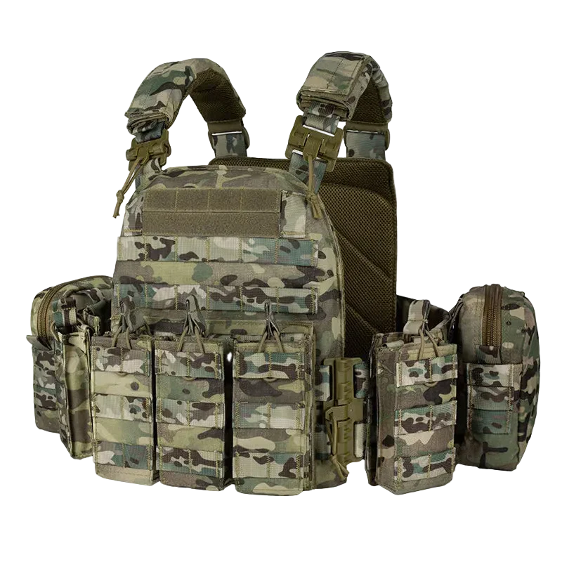 Gilet Tactique Militaire Plate Carrier MOLLE - Camouflage