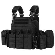 Gilet Tactique Militaire Plate Carrier MOLLE - Noir