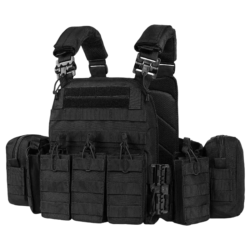 Gilet Tactique Militaire Plate Carrier MOLLE - Noir