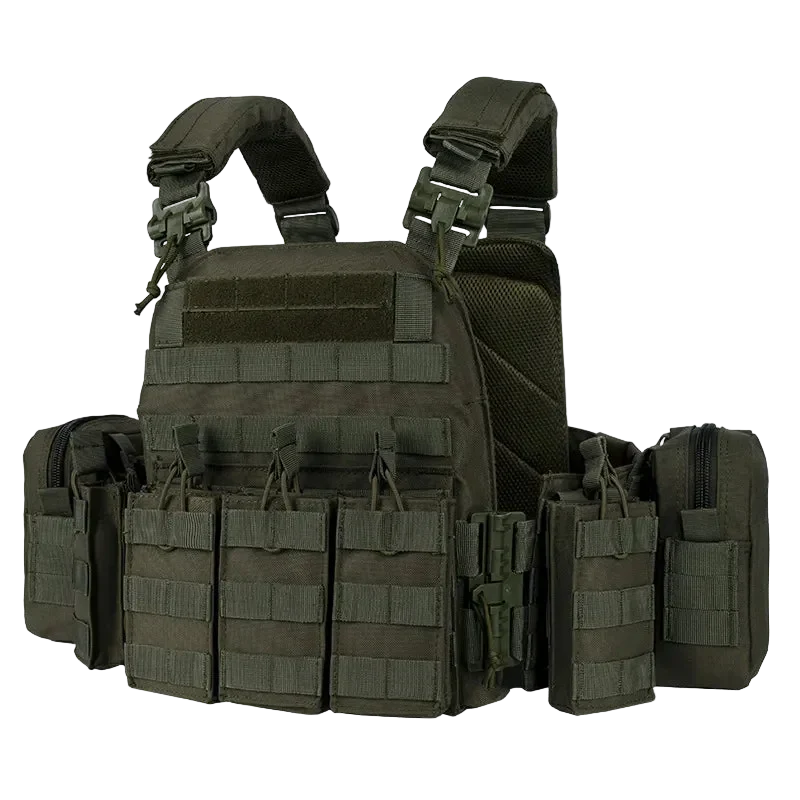 Gilet Tactique Militaire Plate Carrier MOLLE - Vert