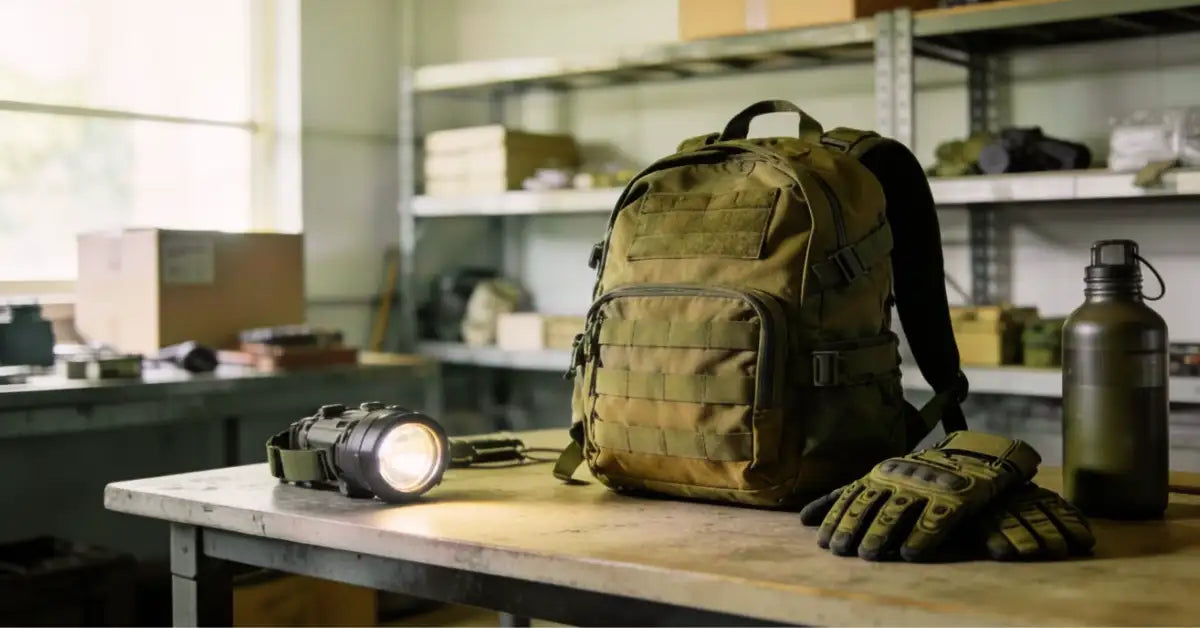Sac à dos tactique vert olive avec plusieurs poches et des sangles renforcées